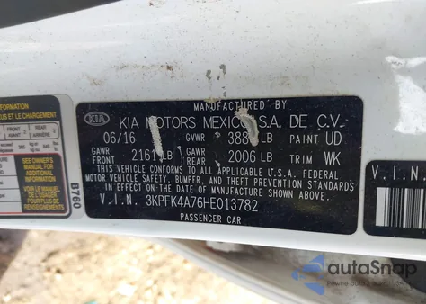 2017 Kia Forte Lx from USA, damaged, VIN 3KPFK4A76HE013782